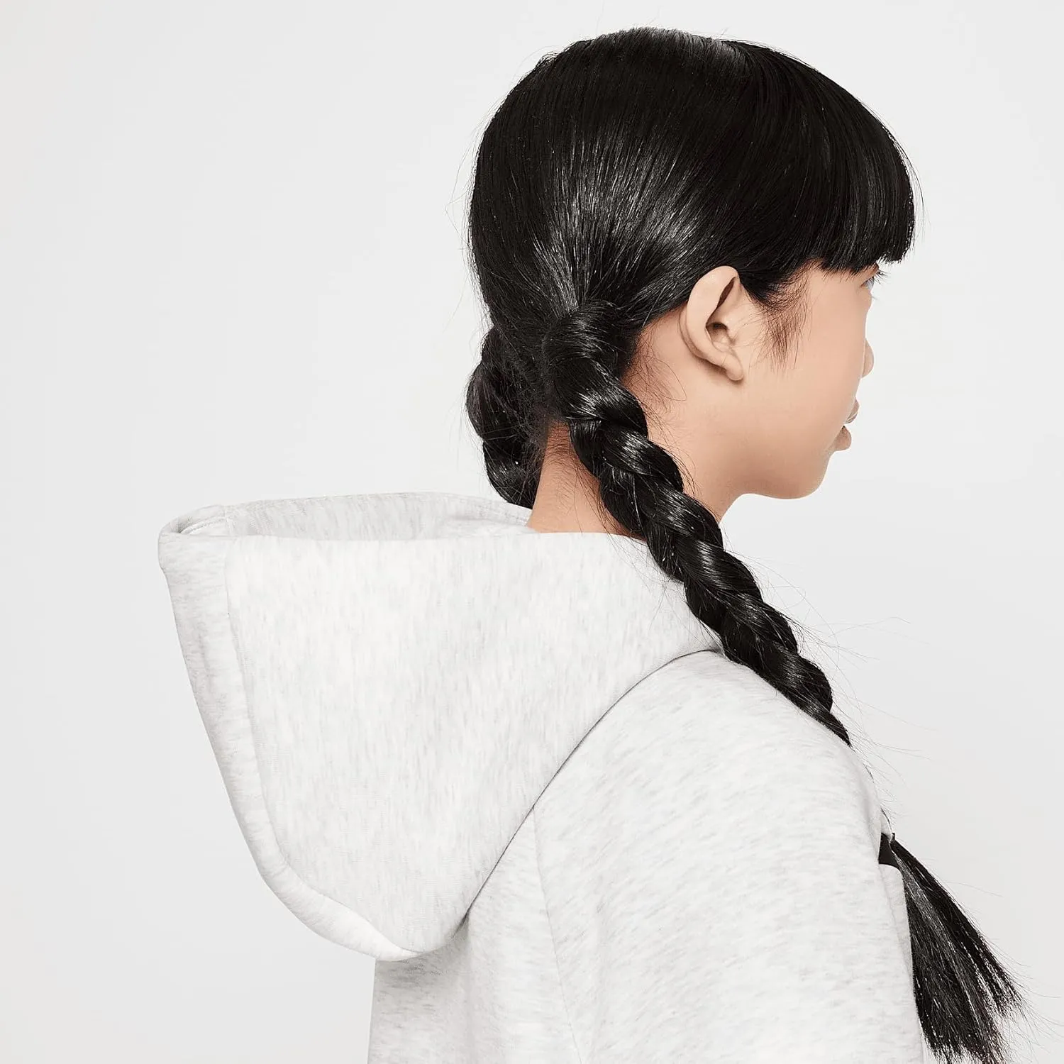 Nike Sportswear Tech Fleece Girls' Full-Zip Hoodie (HV8695-013, Light Grey/Heather/Black/Black)