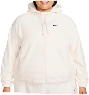 Nike Therma-FIT One Women's Oversized Full-Zip Fleece Hoodie (Plus Size) Pale Ivory/Black FB5640-110 SIZE XL