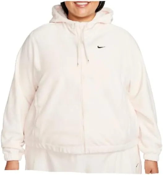Nike Therma-FIT One Women's Oversized Full-Zip Fleece Hoodie (Plus Size) Pale Ivory/Black FB5640-110 SIZE XL