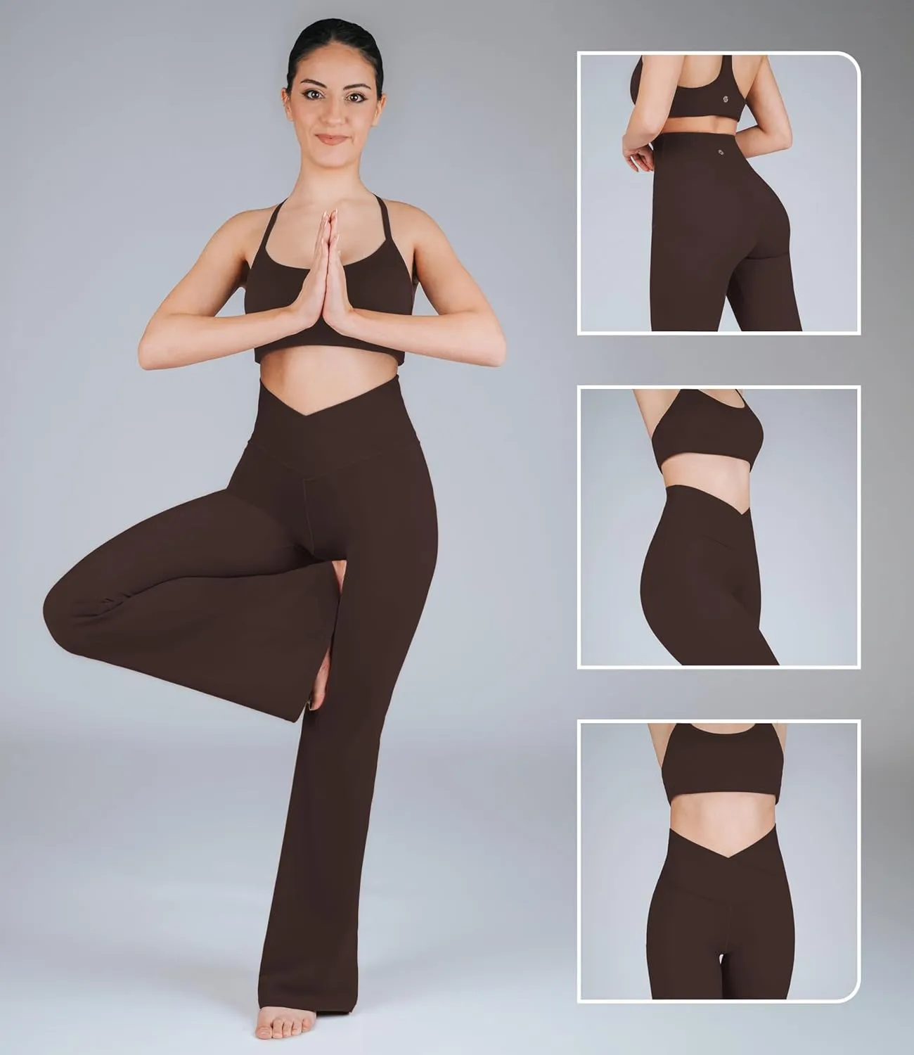 Nirlon Crossover Flare Leggings for Women - Regular & Plus Size Flare Pants High Waisted Wide Yoga Pants