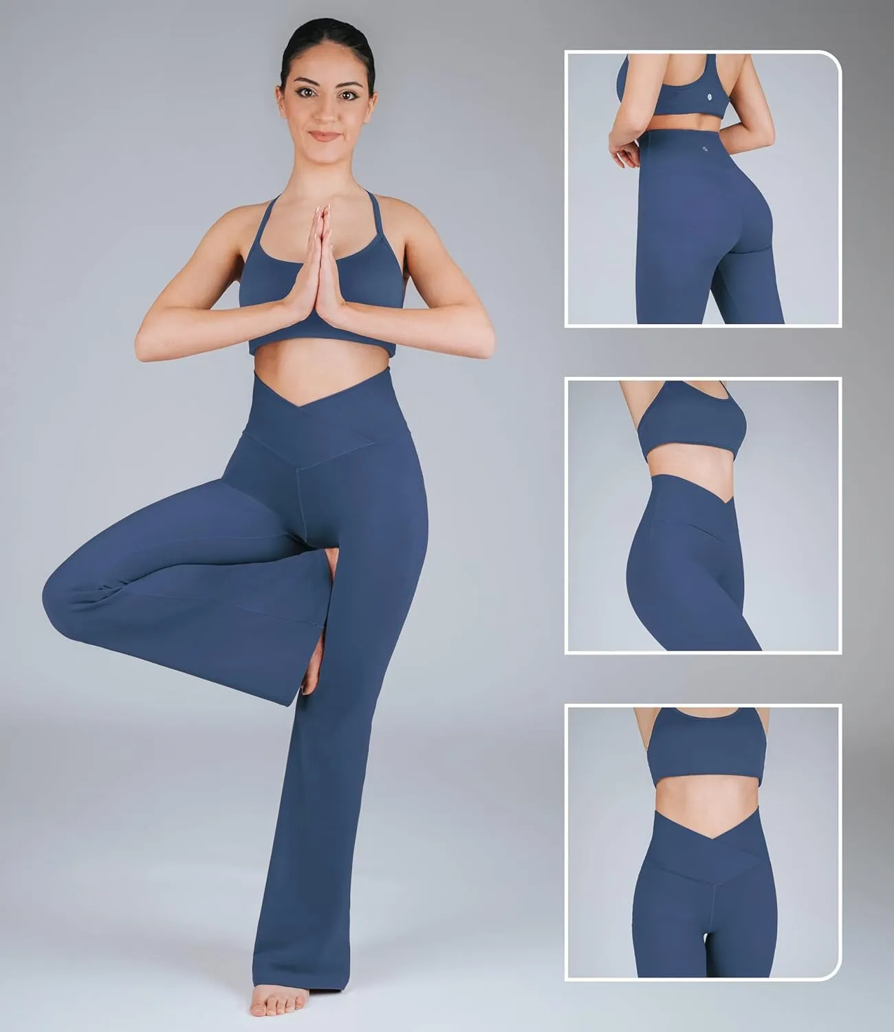 Nirlon Crossover Flare Leggings for Women - Regular & Plus Size Flare Pants High Waisted Wide Yoga Pants