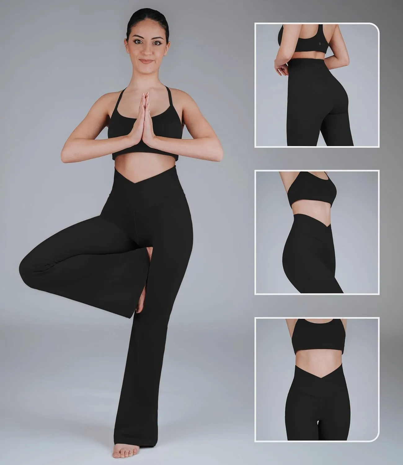 Nirlon Crossover Flare Leggings for Women - Regular & Plus Size Flare Pants High Waisted Wide Yoga Pants