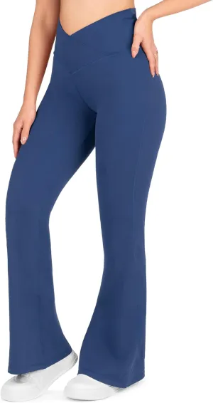 Nirlon Crossover Flare Leggings for Women - Regular & Plus Size Flare Pants High Waisted Wide Yoga Pants