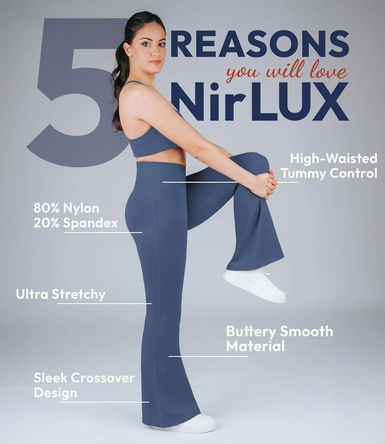 Nirlon Crossover Flare Leggings for Women - Regular & Plus Size Flare Pants High Waisted Wide Yoga Pants