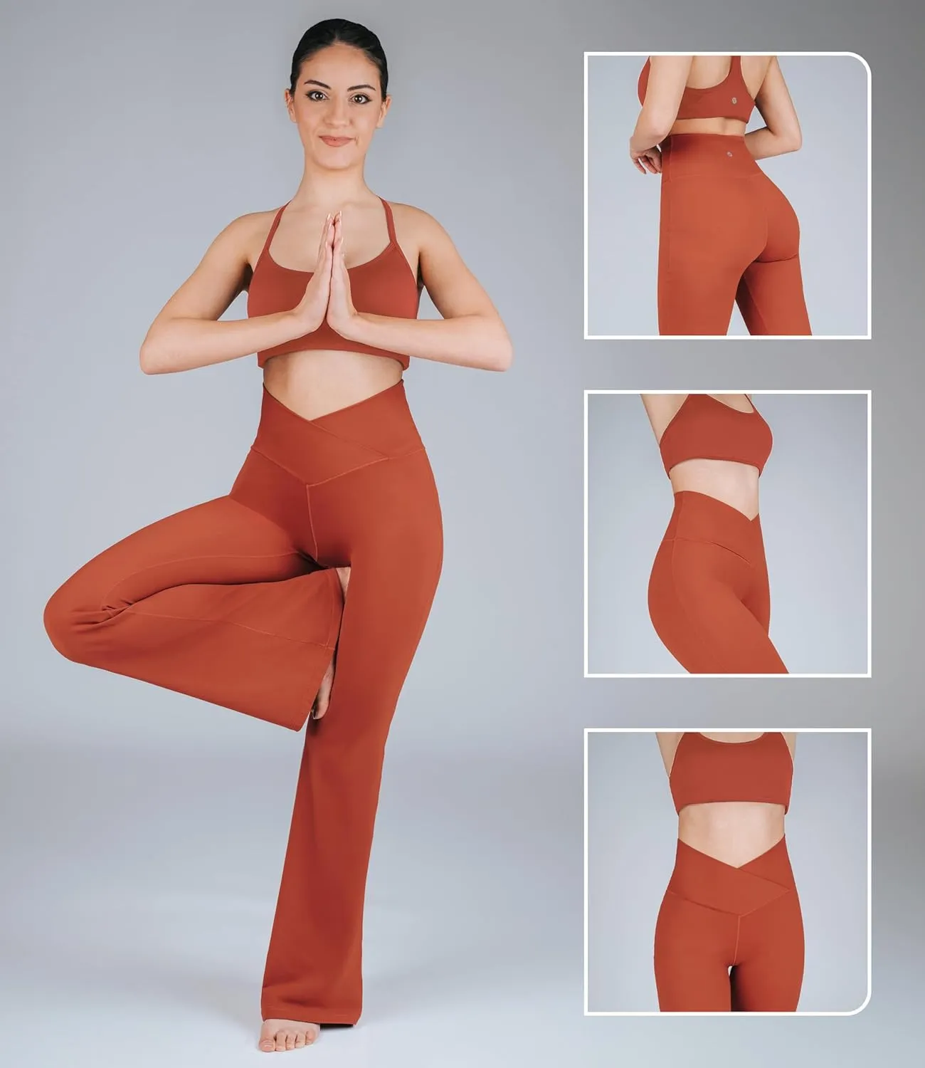 Nirlon Crossover Flare Leggings for Women - Regular & Plus Size Flare Pants High Waisted Wide Yoga Pants