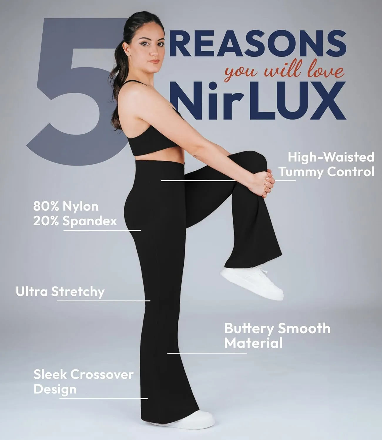 Nirlon Crossover Flare Leggings for Women - Regular & Plus Size Flare Pants High Waisted Wide Yoga Pants
