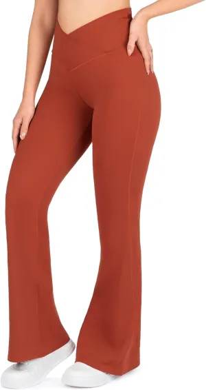 Nirlon Crossover Flare Leggings for Women - Regular & Plus Size Flare Pants High Waisted Wide Yoga Pants