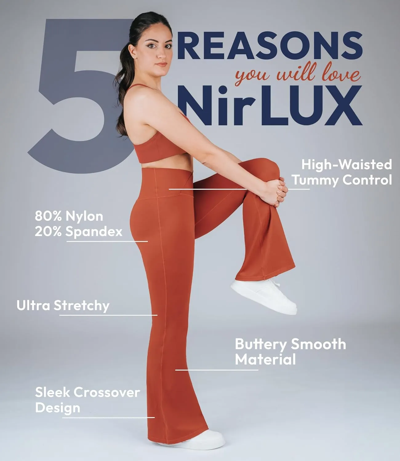 Nirlon Crossover Flare Leggings for Women - Regular & Plus Size Flare Pants High Waisted Wide Yoga Pants