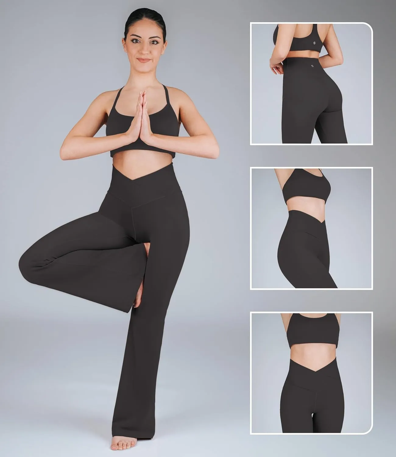 Nirlon Crossover Flare Leggings for Women - Regular & Plus Size Flare Pants High Waisted Wide Yoga Pants