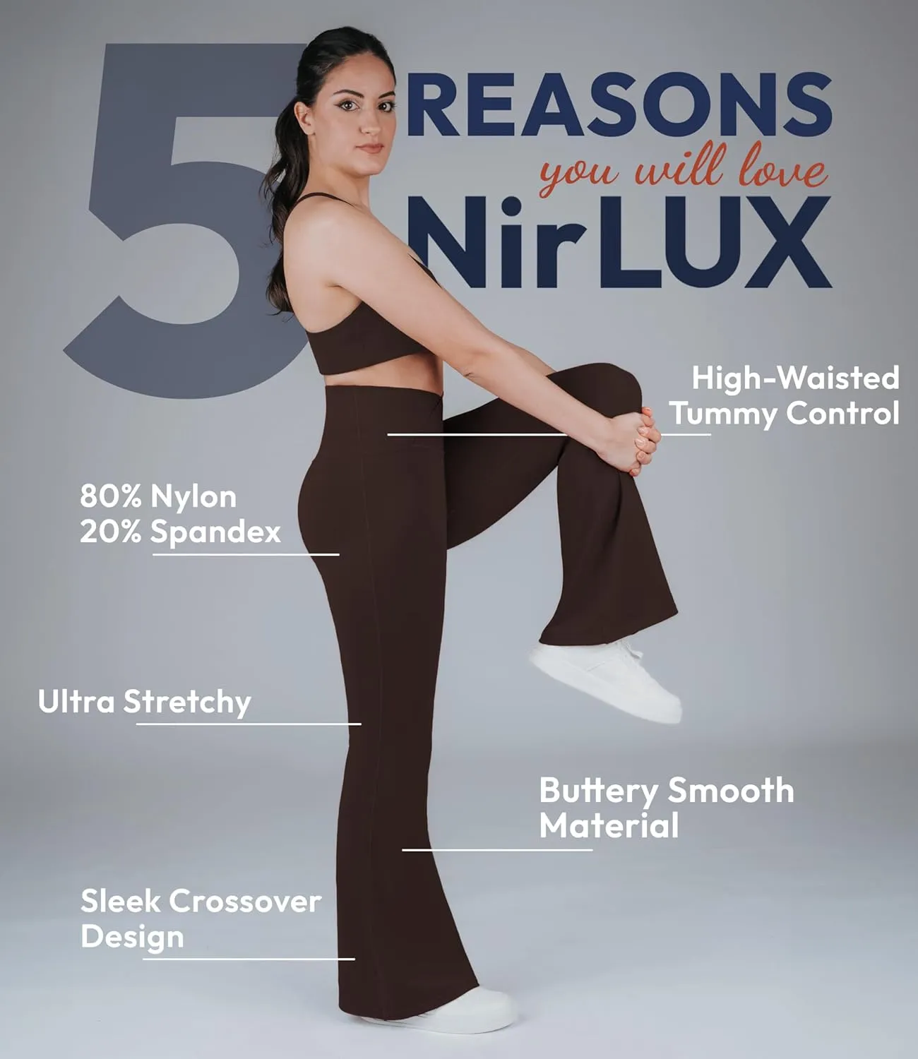 Nirlon Crossover Flare Leggings for Women - Regular & Plus Size Flare Pants High Waisted Wide Yoga Pants