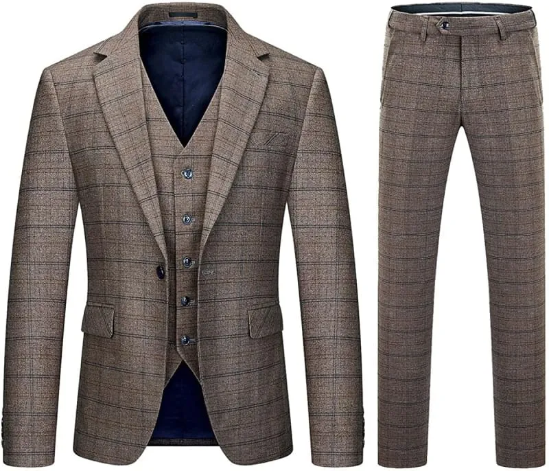 Notched Lapel Three Pieces Brown Business Suits One Button Slim Fit Prom Suits