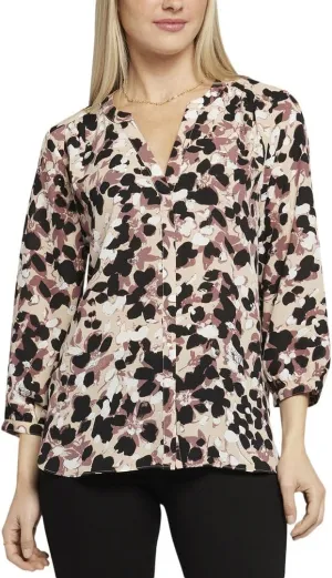 NYDJ Women's Pintuck Blouse 3/4 Sleeve