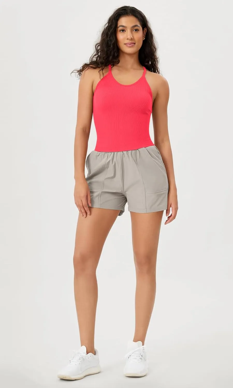 ODODOS Women's Crop Seamless Rib-Knit Camisole Strappy Racerback Cropped Tank Tops