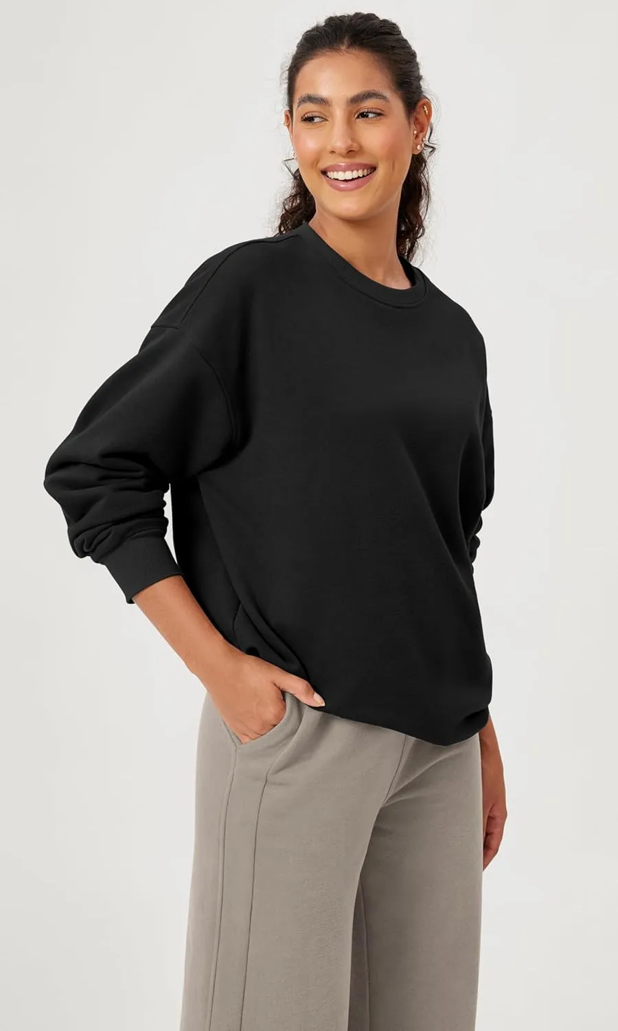 ODODOS Women's Fleece Lined Oversized Sweatshirts Long Sleeve Crew Neck Pullover Top