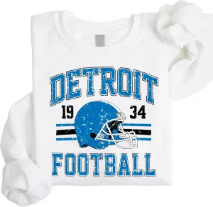 Olive Loves Apple Vintage Detroit 1934 Football Sweatshirt for Men Women and Kids Blue and Black Pullover