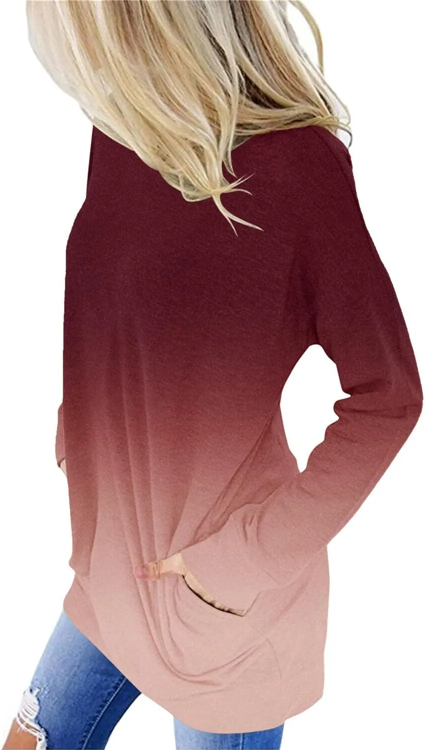 ONLYSHE Womens Crewneck Sweatshirt Casual Loose Fitting Tops Long Sleeve T Shirt