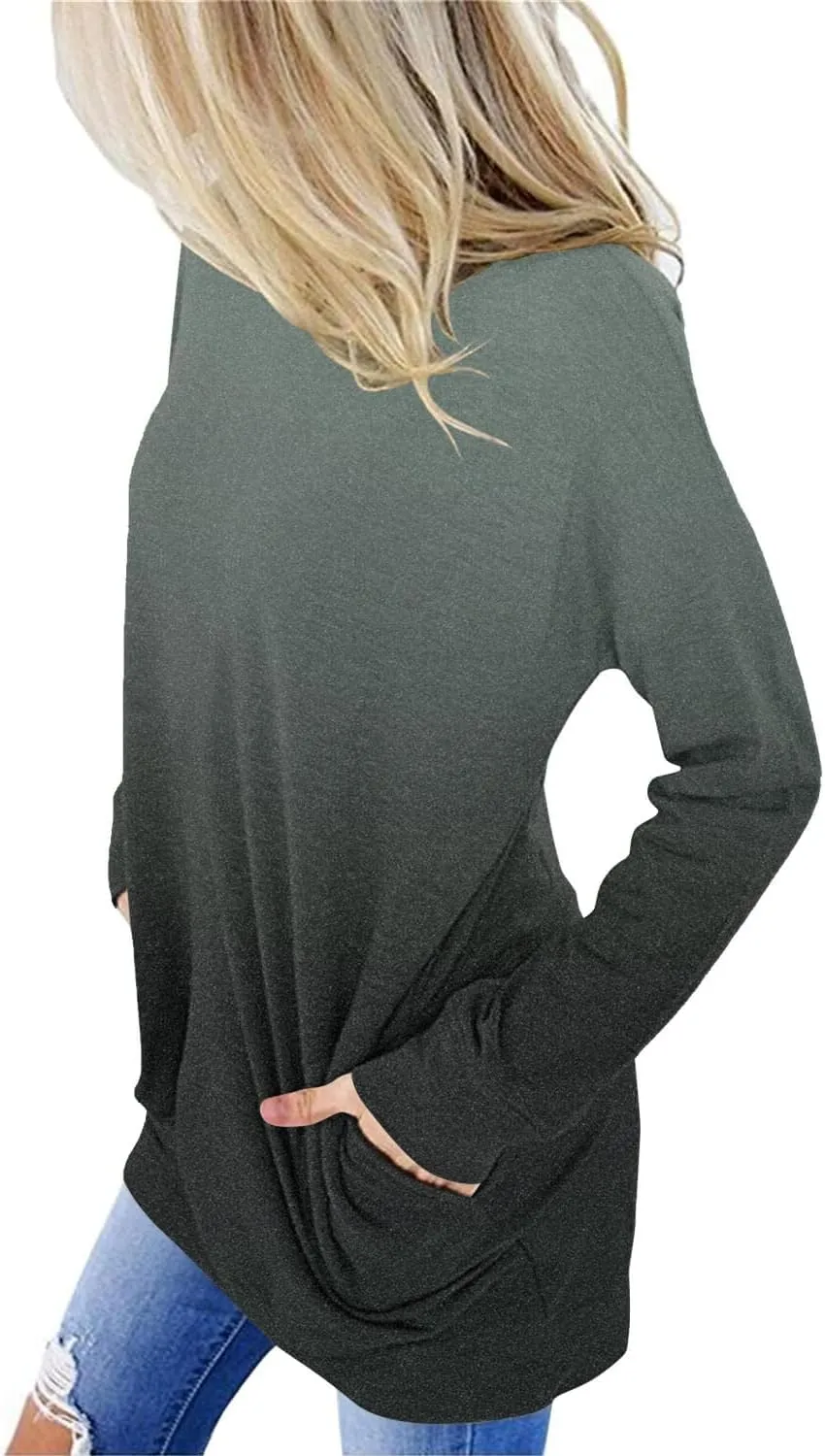 ONLYSHE Womens Crewneck Sweatshirt Casual Loose Fitting Tops Long Sleeve T Shirt