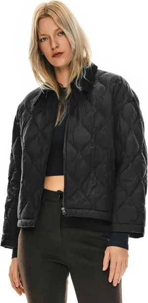 Orolay Women's Lightweight Quilted Jacket Puffer Cropped Down Coat Zip Up Warm with Pockets for Fall and Winter