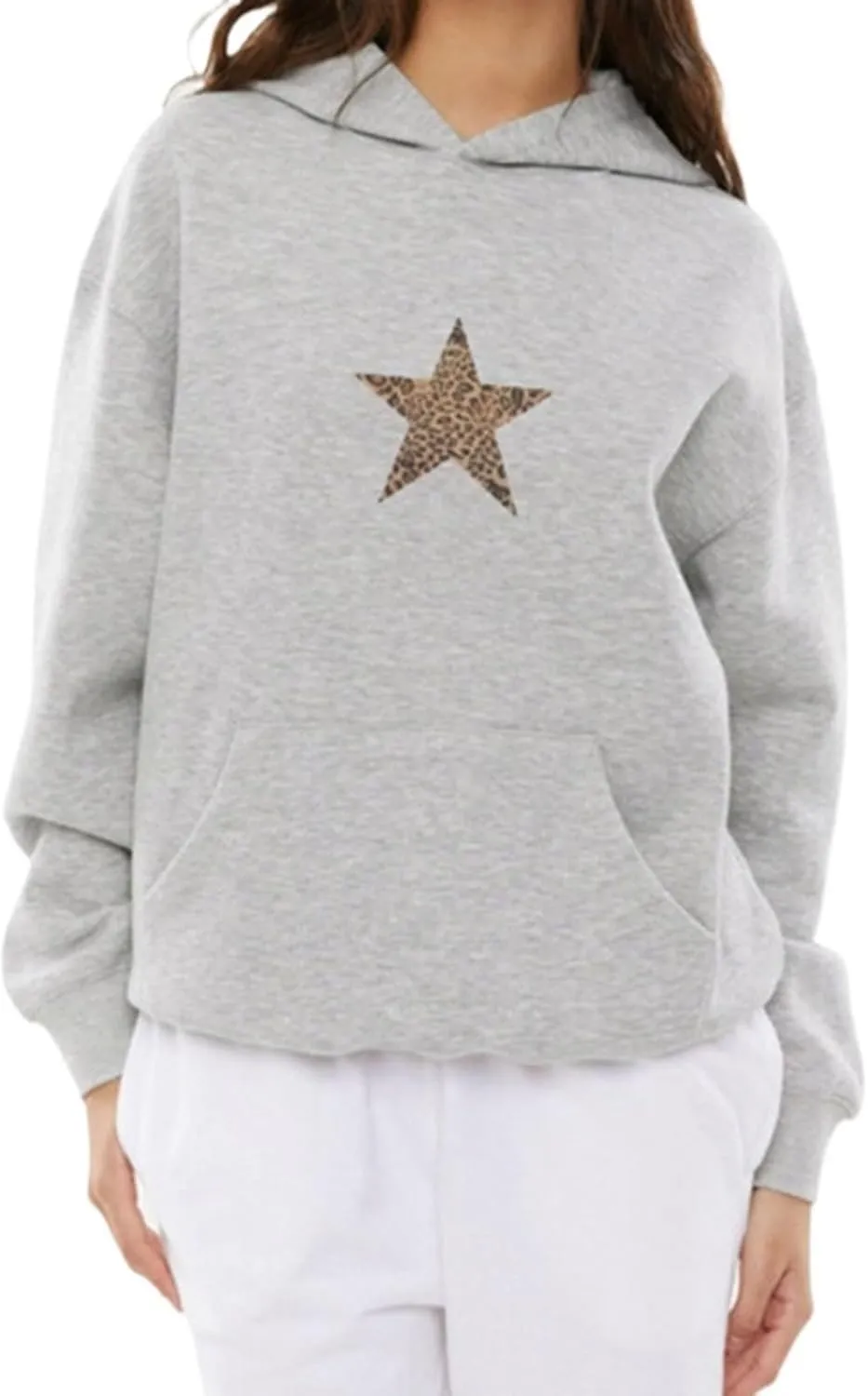 Oversized Hoodies for Women - Hooded Sweatshirt Women with Long Sleeve, Pullover Hoodie with Leopard Print Star
