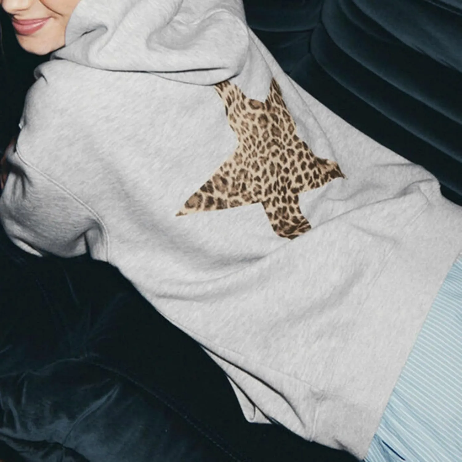 Oversized Hoodies for Women - Hooded Sweatshirt Women with Long Sleeve, Pullover Hoodie with Leopard Print Star