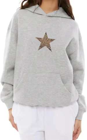 Oversized Hoodies for Women - Hooded Sweatshirt Women with Long Sleeve, Pullover Hoodie with Leopard Print Star