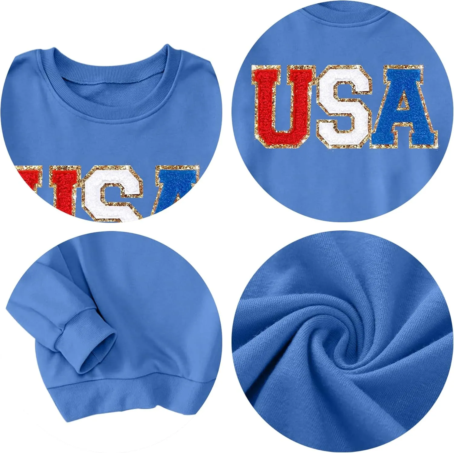 Oversized Usa Sweatshirt Women: Patriotic Tshirt 4th July Shirt Long Sleeve Casual Pullover Tops