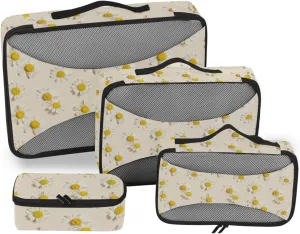 Packing Cube 4 Set Luggage Organizer Packing Cubes Travel Pcking Cubes Summer Chamomile Flower