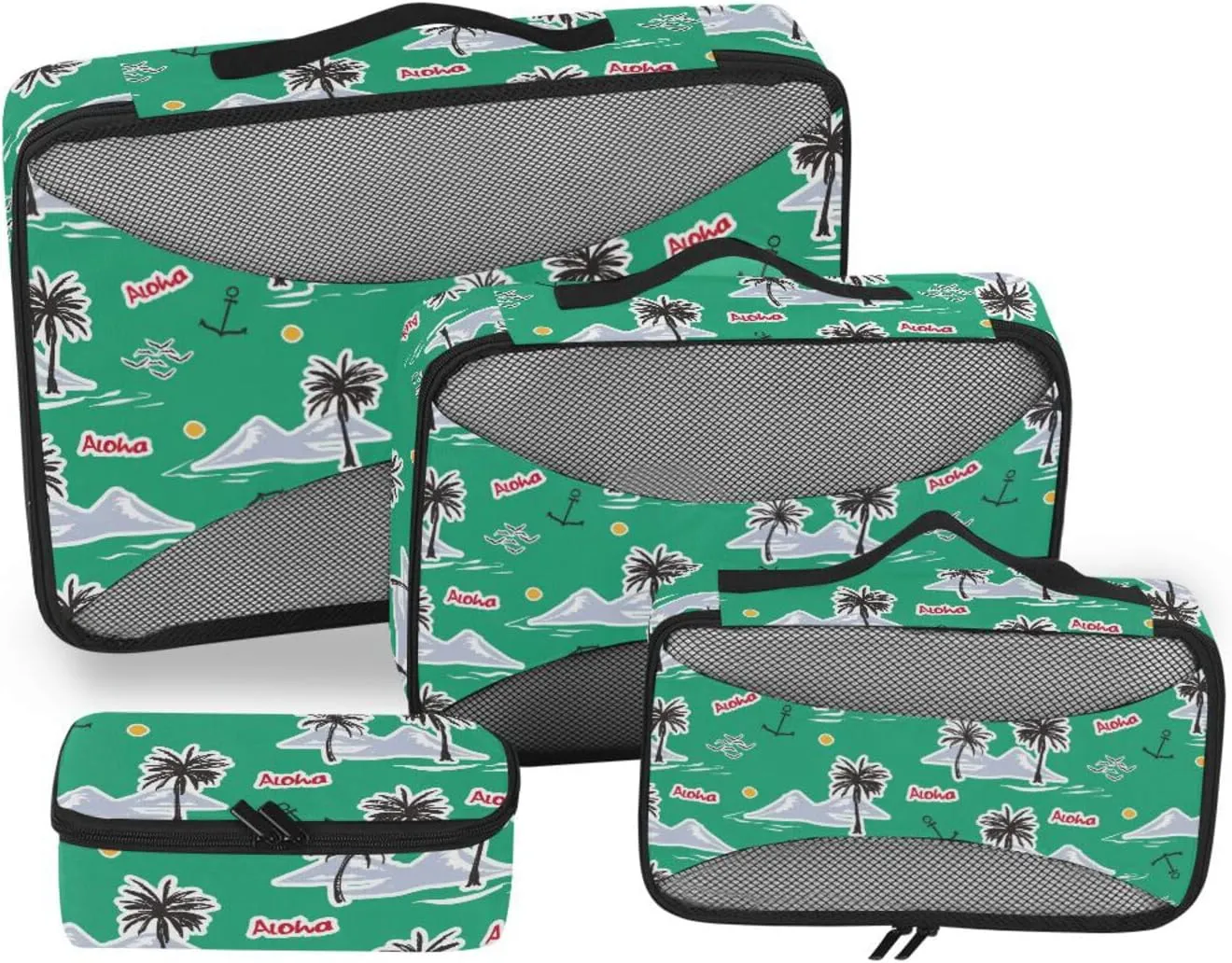 Packing Cube 4 Set Suitcase Organizer Bags Travel Cube Packing Cuves Tropical Island