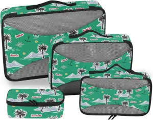 Packing Cube 4 Set Suitcase Organizer Bags Travel Cube Packing Cuves Tropical Island