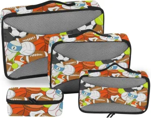 Packing Cube 4 Set Suitcase Organizer Packing Cubes for Travel Women Packing Cuves Sports Ball Colorful