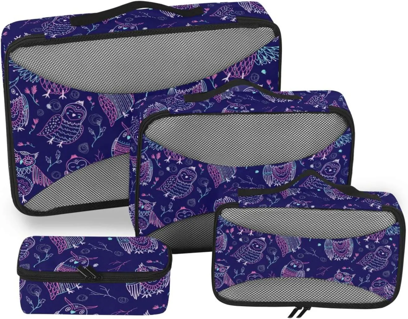 Packing Cube 4 Set Suitcase Organizer Travel Organizers Packing Cubea Cute Owls Purple