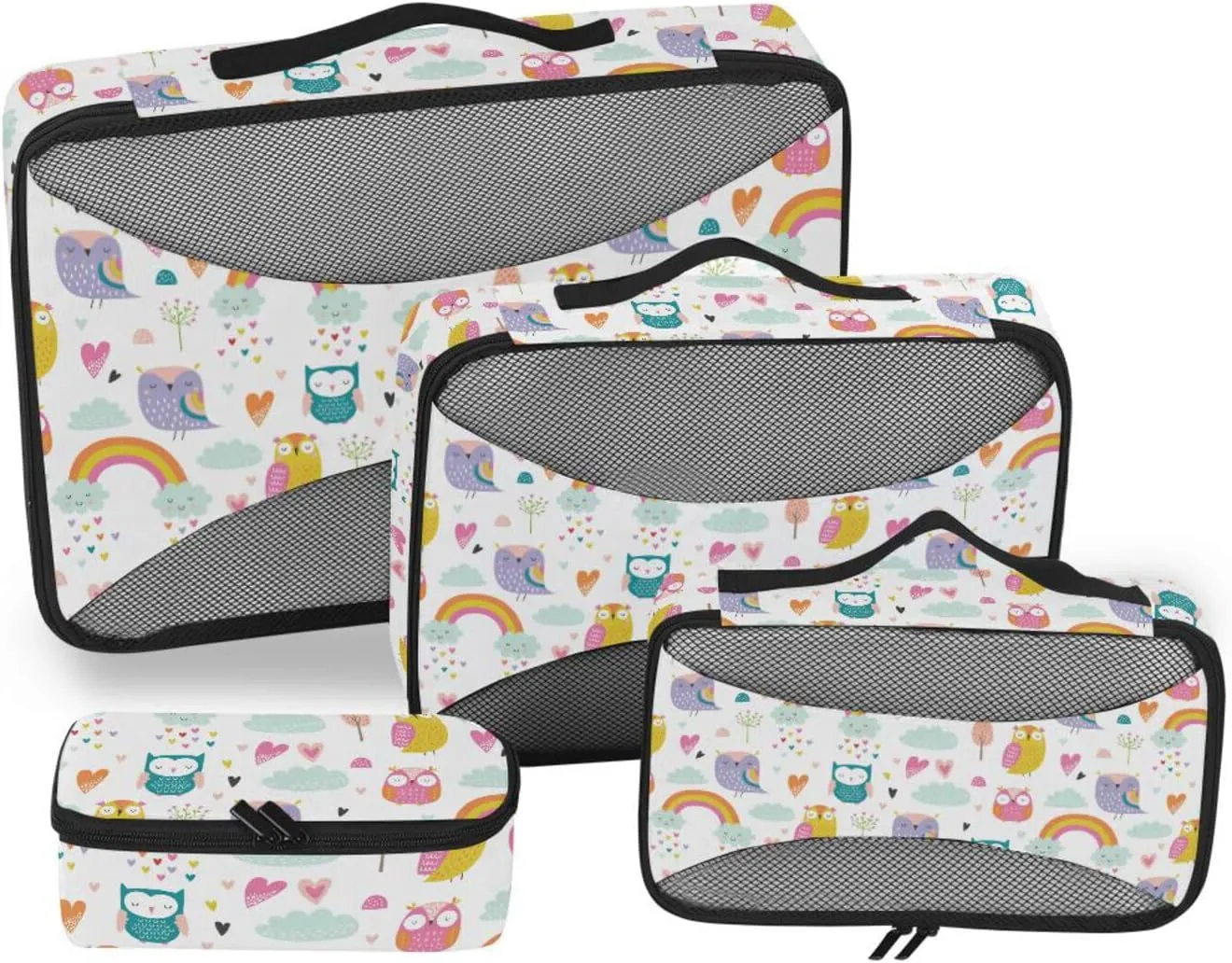 Packing Cube Set of 4 Luggage Cubes for Packing Travel Cube Packing Cuves Cute Cartoon Kawaii Owl