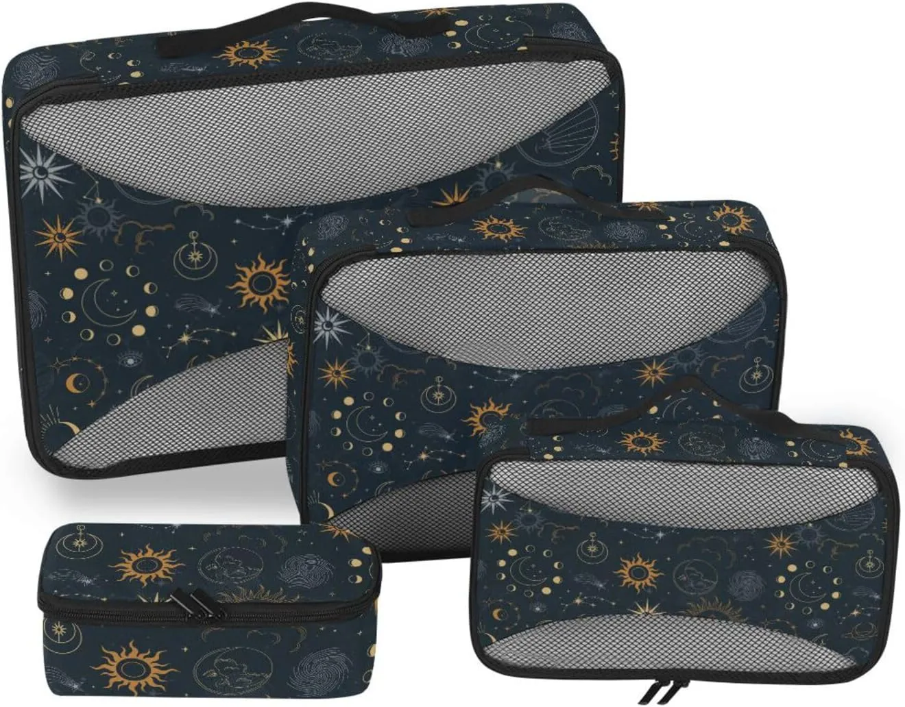 Packing Cube Set of 4 Luggage Cubes Suitcase Packing Cubes for Travel Packing Cube Sun and Moon Galaxy