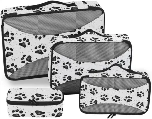 Packing Cube Set of 4 Luggage Organizer Bags Packing Cubes for Travel Women Oacking Cubes Dog Paw Prints