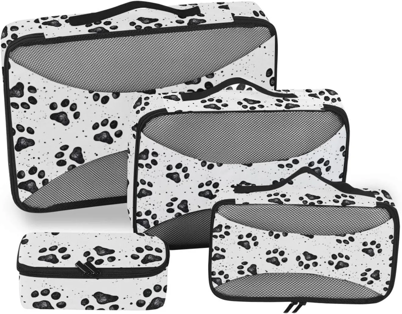 Packing Cube Set of 4 Luggage Organizer Bags Packing Cubes for Travel Women Oacking Cubes Dog Paw Prints