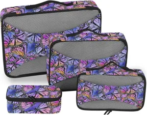 Packing Cube Set of 4 Luggage Organizer Packing Cubes Travel Packing Cuves Watercolor Butterflies
