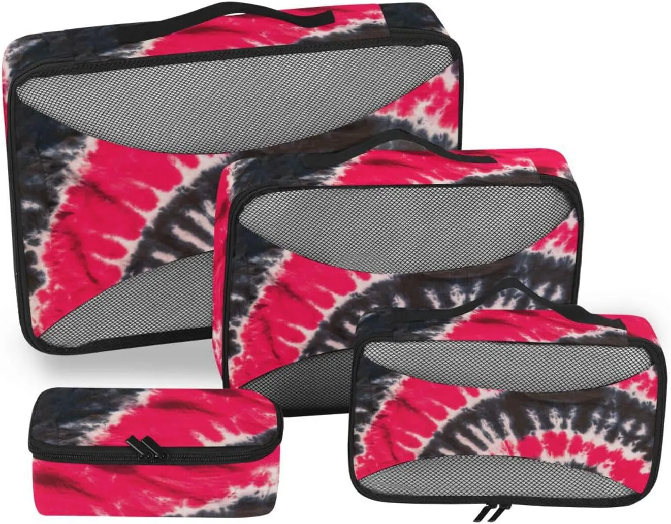Packing Cube Set of 4 Luggage Organizer Travel Cubes for Packing Women Packing Cubea Retro Tie Dye Swirl