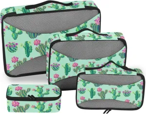 Packing Cube Set of 4 Luggage Organizers for Suitcase Travel Compartment Organizer Bags Packing Cubed Catus Floral