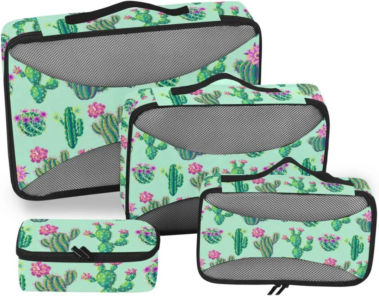 Packing Cube Set of 4 Luggage Organizers for Suitcase Travel Compartment Organizer Bags Packing Cubed Catus Floral
