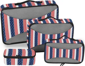 Packing Cubes 4 Set Luggage Bags Organizers Suitcase Packing Cubes for Travel Paxking Cubes Usa Flag