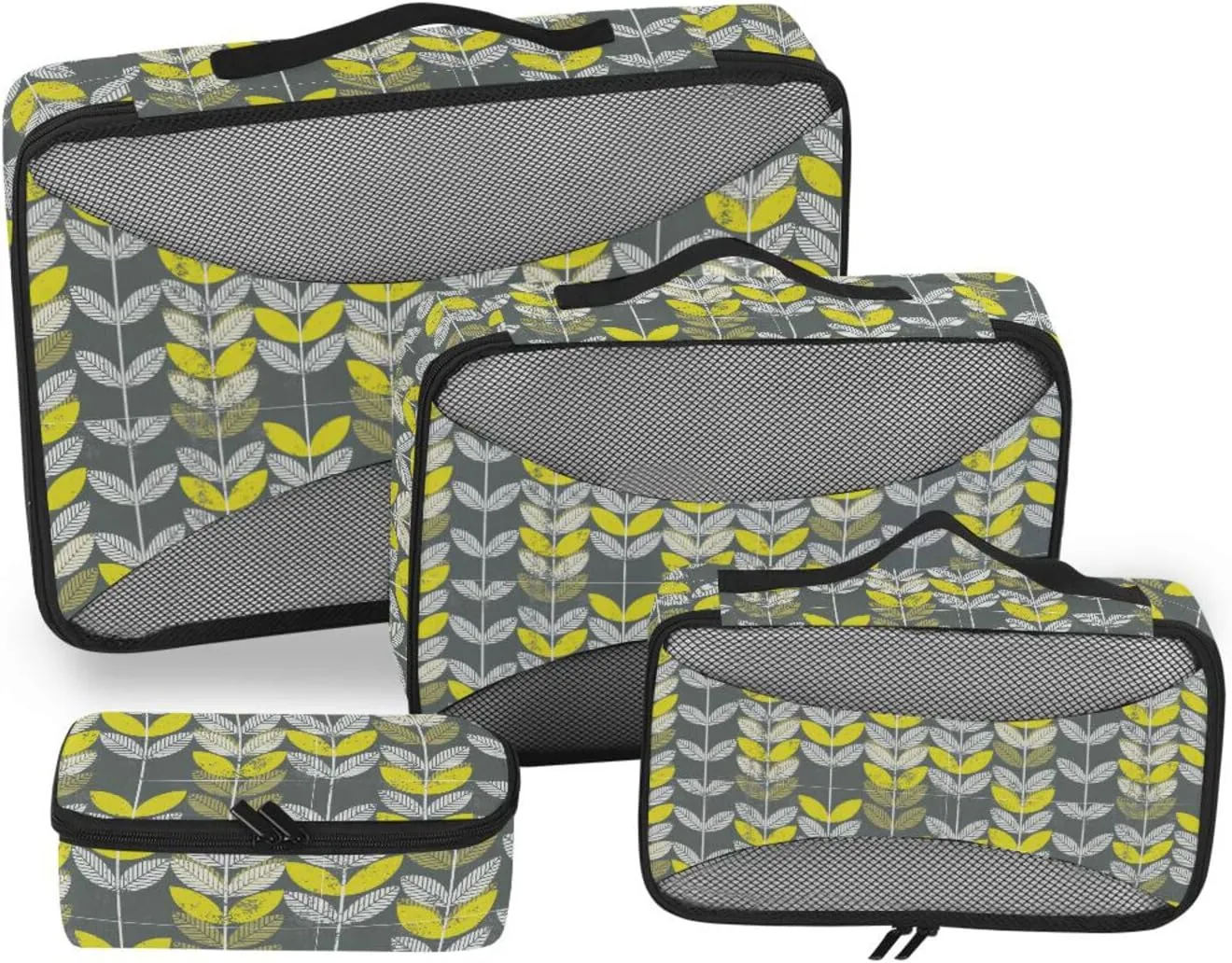Packing Cubes 4 Set Luggage Bags Organizers Suitcase Packing Cubes for Travel Pqcking Cubes Retro Green Leaves