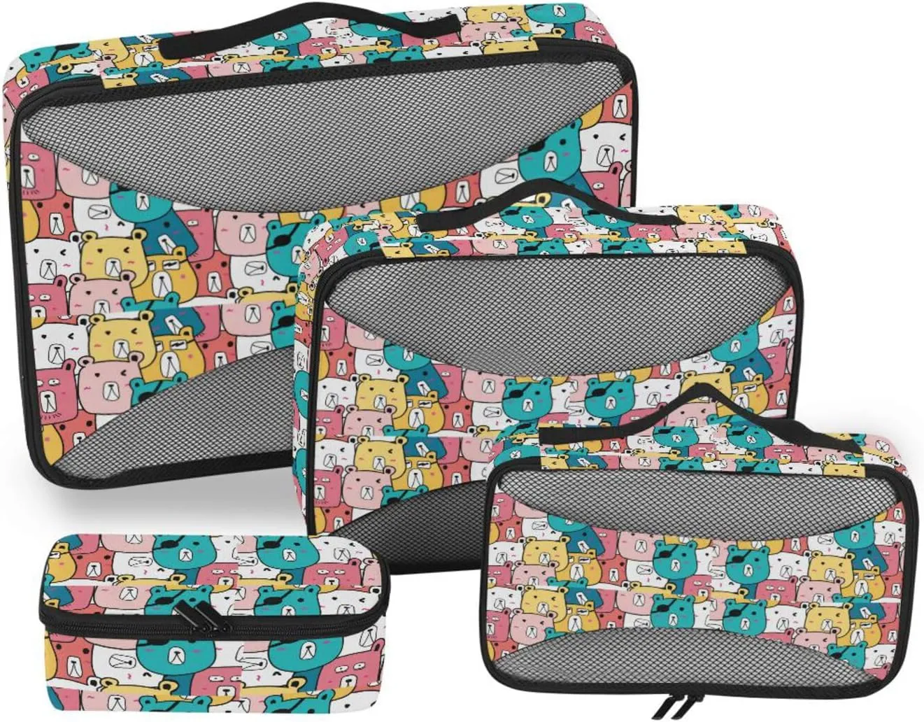 Packing Cubes 4 Set Luggage Bags Organizers Travel Organizers Pcking Cubes Cute Bear Pattern
