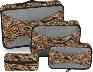 Packing Cubes 4 Set Luggage Cubes Suitcase Packing Cubes for Travel Packing Cubea Tigers Stripe