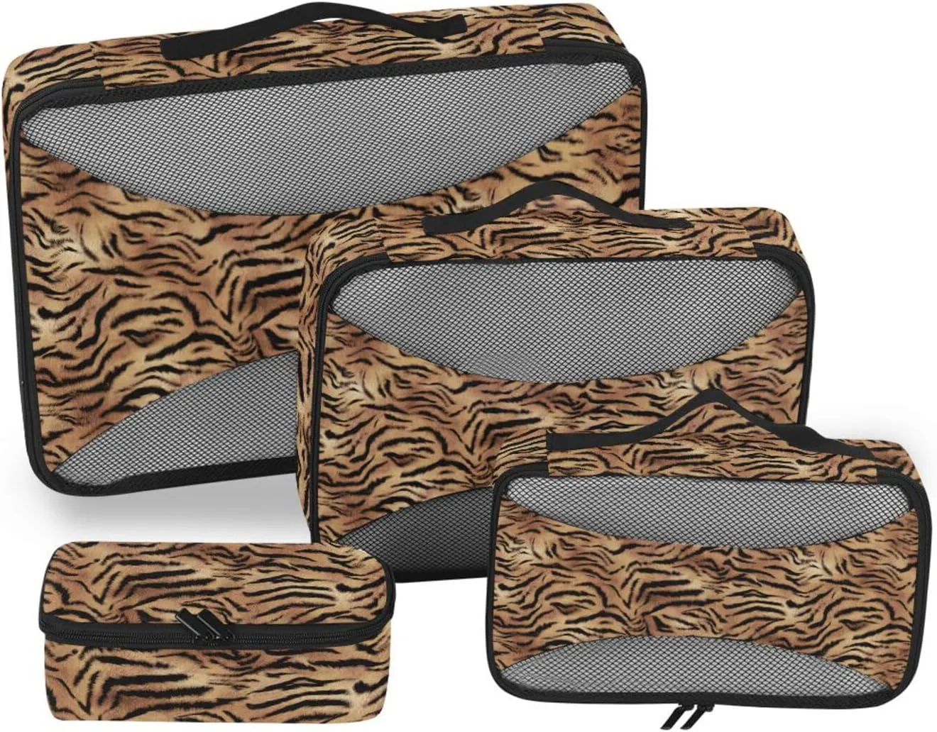 Packing Cubes 4 Set Luggage Cubes Suitcase Packing Cubes for Travel Packing Cubea Tigers Stripe