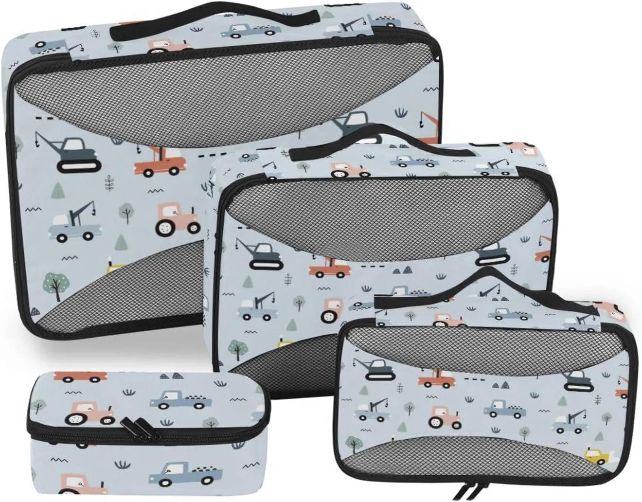 Packing Cubes 4 Set Luggage Cubes Suitcase Packing Cubes for Travel Packing Cunes Construction Vehicles