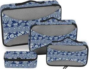 Packing Cubes 4 Set Luggage Organizer Bags Travel Bag Organizer for Luggage Packing Cuves Hibiscus Tropical Leaves