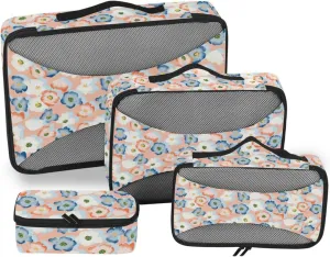 Packing Cubes 4 Set Luggage Organizers for Suitcase Travel Organizer Bags for Luggage Packing Cunes Watercolor Seamless Flowers