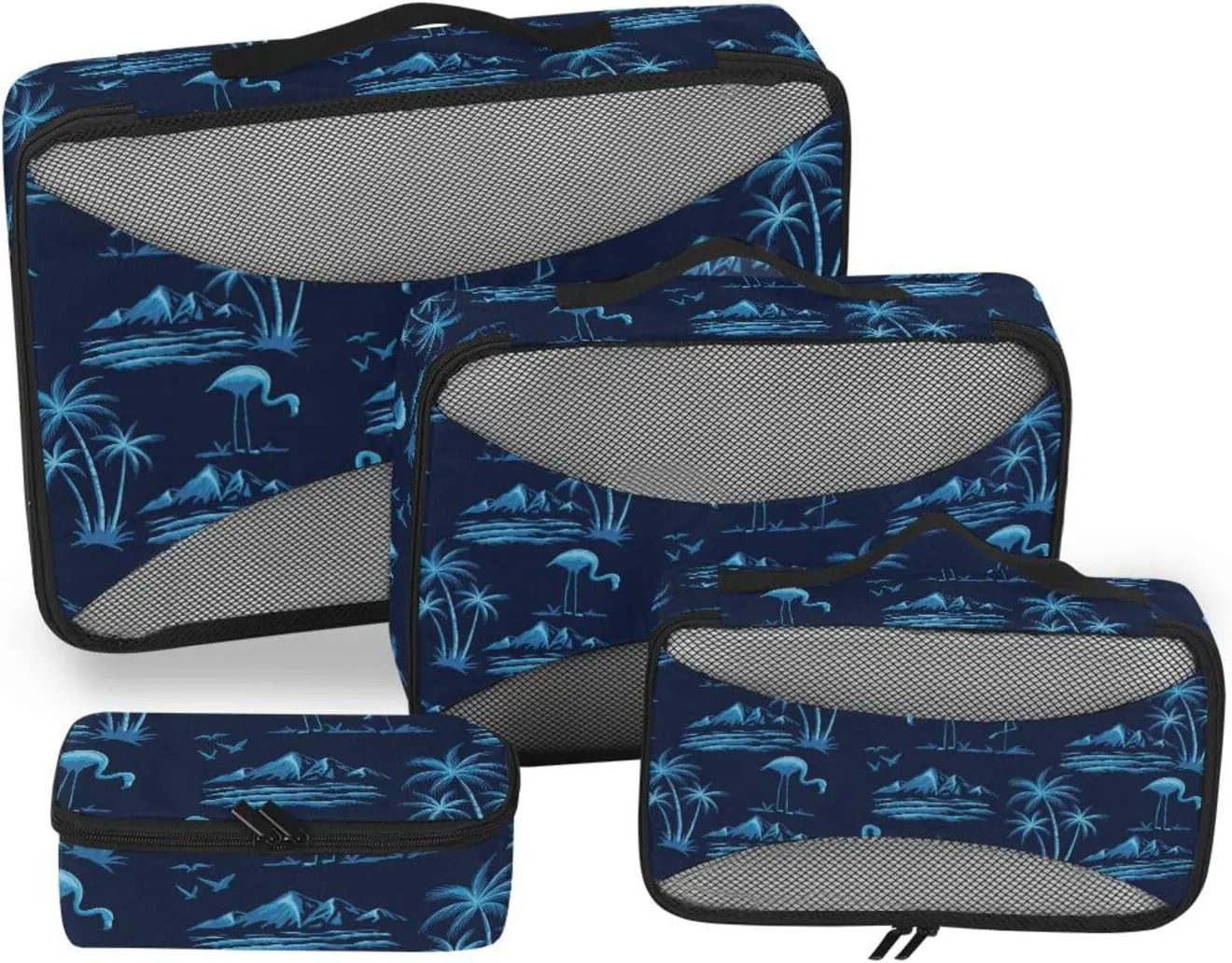 Packing Cubes for Suitcases 4 Set Luggage Bags Organizers Travel Cubes for Packing Women Pqcking Cubes Tropical Island Flamingo