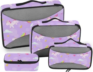 Packing Cubes for Suitcases 4 Set Luggage Organizer Travel Cubes for Packing Women Pcking Cubes unicorns Heart Rainbow