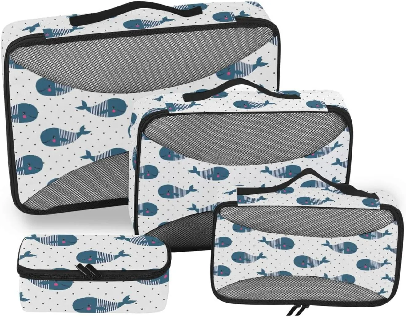 Packing Cubes for Suitcases 4 Set Luggage Packing Cubes Travel Compartment Organizer Bags Packing Cube Cute Cartoon Blue Whale
